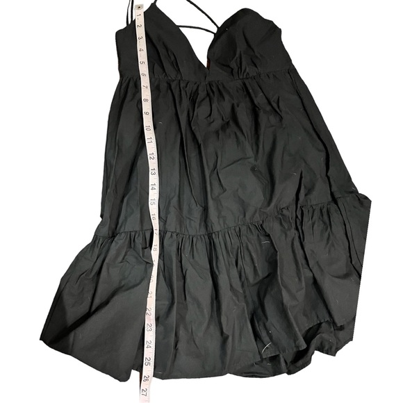 Zara Black Poplin Ruffle Tiered Tie Back Cut Out Cami Mini Babydoll Dress - Picture 12 of 12